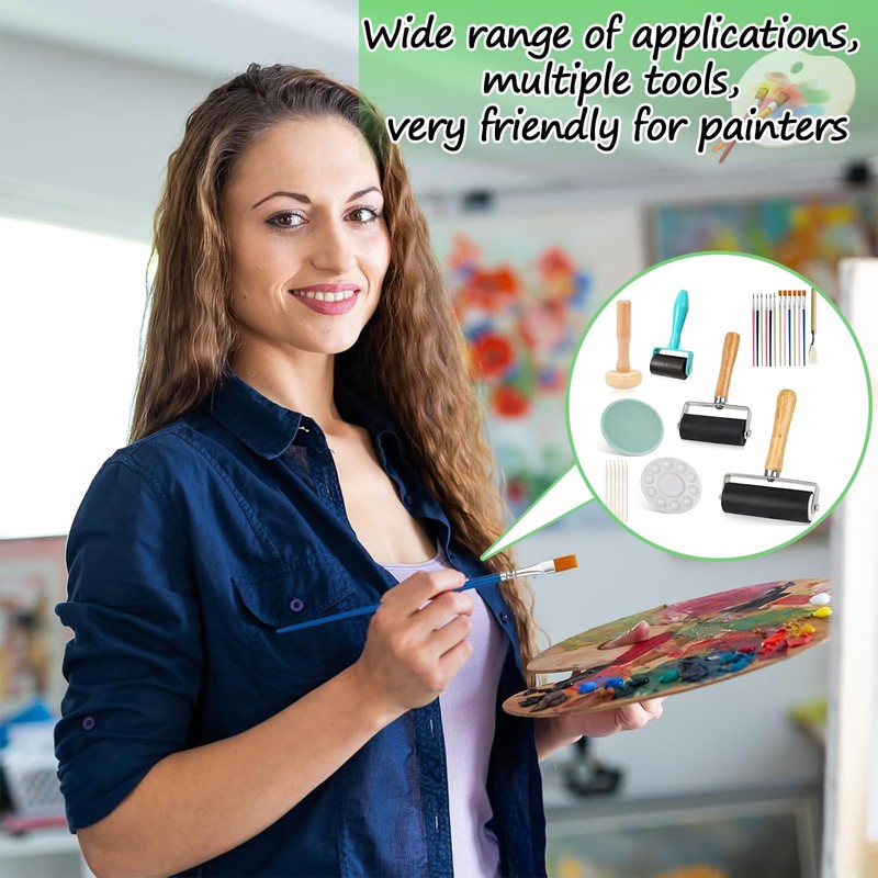 25 Pcs Versatile Brayer Roller for Crafts, Professional Printing Rollers