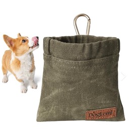 EMUTOL Portable Dog Treat Pouch, Magnetic Closure Dog Walking Snack Bag with Carabiner Design, Can Be Hung on Waist or Leash, Hands-Free for Dog Training & Walking (Black)