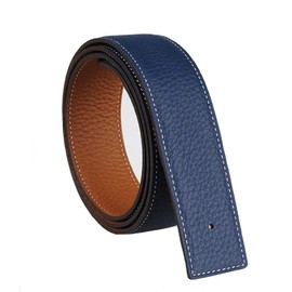 Vatee's Reversible Genuine Leather Belts For Men/Women Replacement Belt Strap Without Buckle 1.25"(32mm) Wide 49"(125cm) Long Earth Yellow & Dark Blue