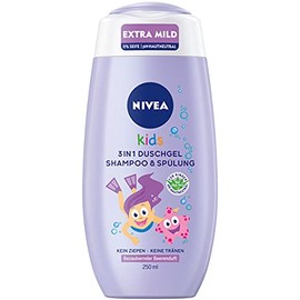 NIVEA KIDS 3-in-1 Shower Gel, Shampoo & Conditioner (250 ml), Care and Cleaning for Kids with Adorable Berry Fragrance, Extra Mild & Soap-Free Hair and Skin Care for Children