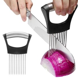 JAYVAR JAYVAR Onion Holder for Slicing, Lemon Slicer Onion Cutter for Slicing, Vegetable Cutter for Potato and Tomato, Avocados, Eggs, Food Slicer Assistant Tool for Slicing Fruit Lemon and Meat