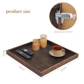 Gurfuy Extra Large Square Ottoman Table Tray 20" - Rustic Wooden Serving Tray for Farmhouse Decorative Oversized Coffee Table Trays Living Room Kitchen Counter Breakfast Brown