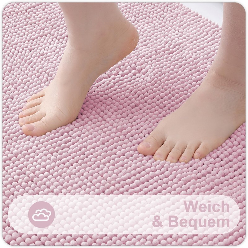 Homaxy Chenille Bathroom Rug, Non-Slip Bath Mat, Washable Bath Mat,