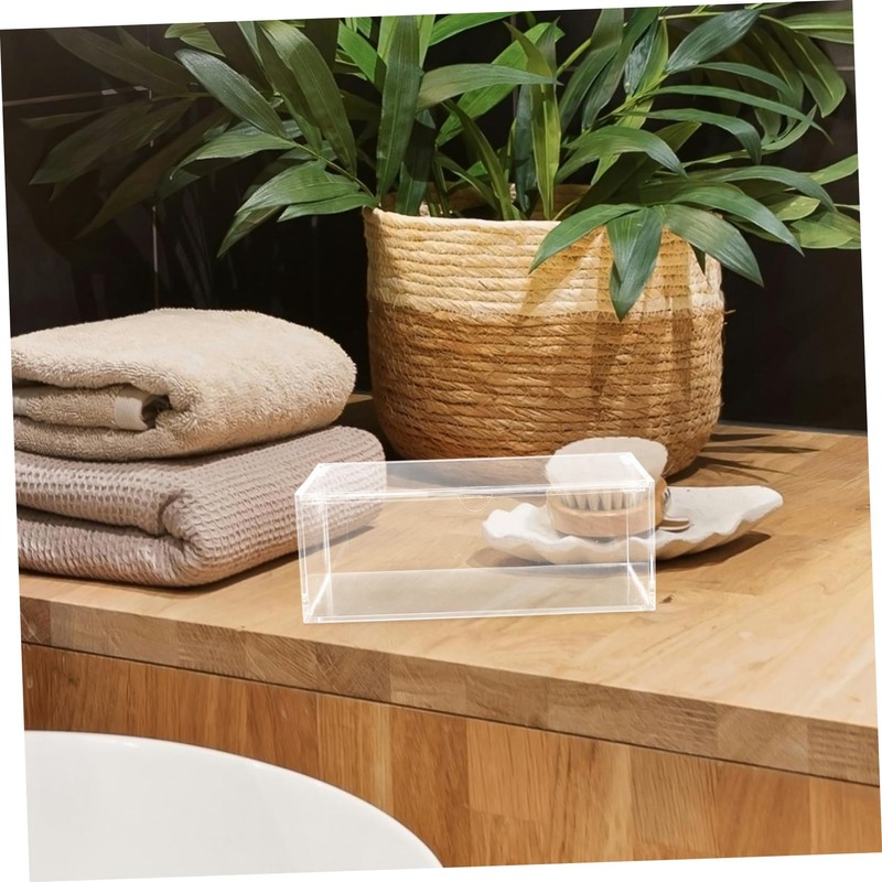 VILLFUL Laundry Room Organizer Clear Storage Box with Lid Desktop