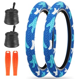 ZUKKA 20 x 2.35 Bike Tire 1/2 Pack 20 inch x 2.35 BMX Bike Tire Folding Replacement Tire for MTB Mountain Bike, BMX Bicycle Commuter Bike (Blue CAMO, 2 Tires+2 Tubes+2 Levers)