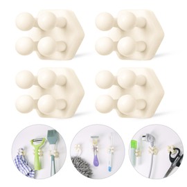 Silicone Toothbrush Holders for Bathroom - Adhesive Shower Toothbrush Holder Wall Mounted, Multi-Function Hook Waterproof Razor Holder Single Hook, Utility Plug Holder for Kitchen Living Room Office