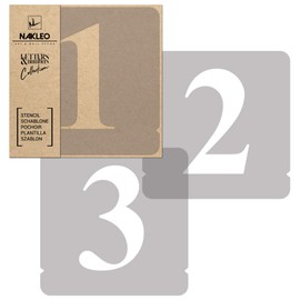 NAKLEO Numerals Painting Stencils Set 12 Pcs, 7 cm Numbers & Signs Times Roman Font, Reusable Plastic Drawing Templates for Crafts, DIY Wall Floor Wood