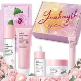 Skin Care Sets & Kits,Skincare Set for Women & Teenage Girls with Rose Extracts-Face Cream,Essence,Toner,Cleanser,Eye Cream,Mask,Pamper Gifts For Women,Gift Sets for Women,Skin Care for Teenage Girls