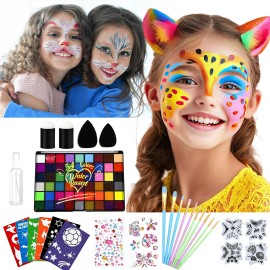 Kit Maquillaje 54 Colores Pintura Facial Base Agua Para Pint