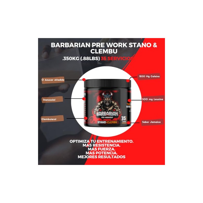 Pre entreno barbarian de 350 gr rinde 35 servicios (TAMARINDO