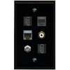 RiteAV CAT7 Coax 2 HDMI Phone RCA White Flat/Solid Wall Plate [Black]