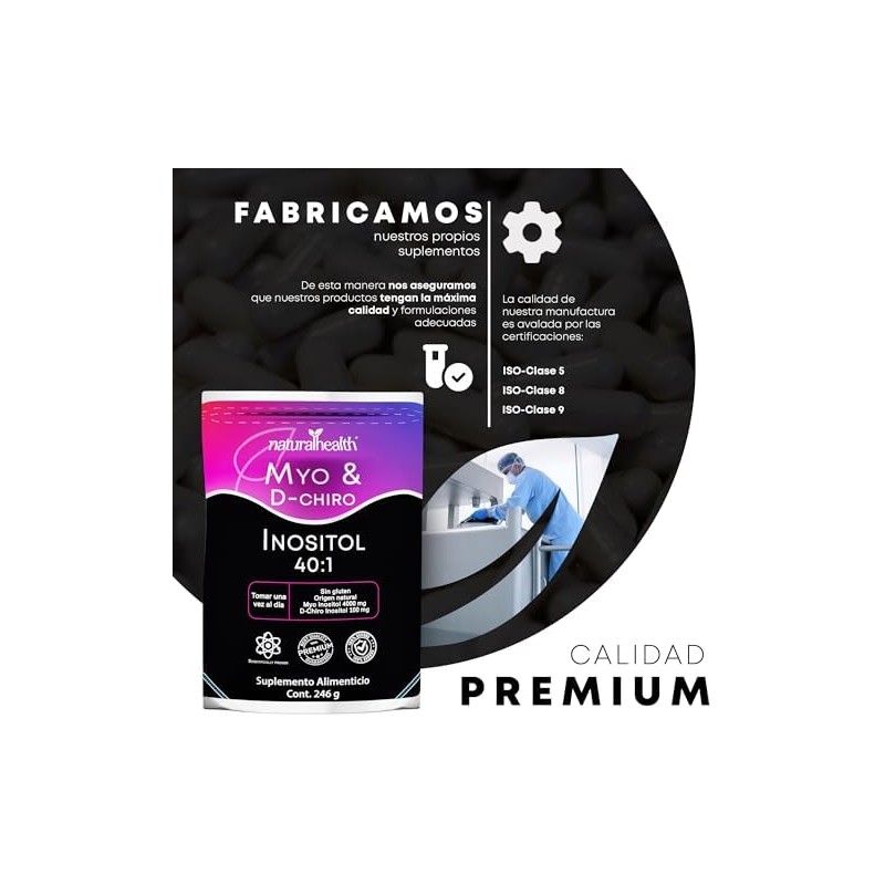 Natural Health. Myo D-Chiro Inositol Ratio 401. Polvo 246 g.