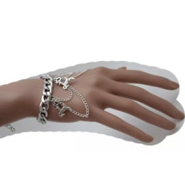 Unbranded Women Silver Metal Chains Bracelet Winter White Holidays Deer Christmas Jewelry