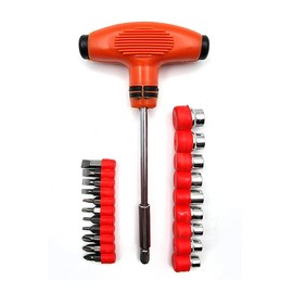T-Handle Screwdriver and Bits 22pcs – with TPR Handle, 9 Sockets, 11 Bits and 1 Adapter – Has Multipurpose Use