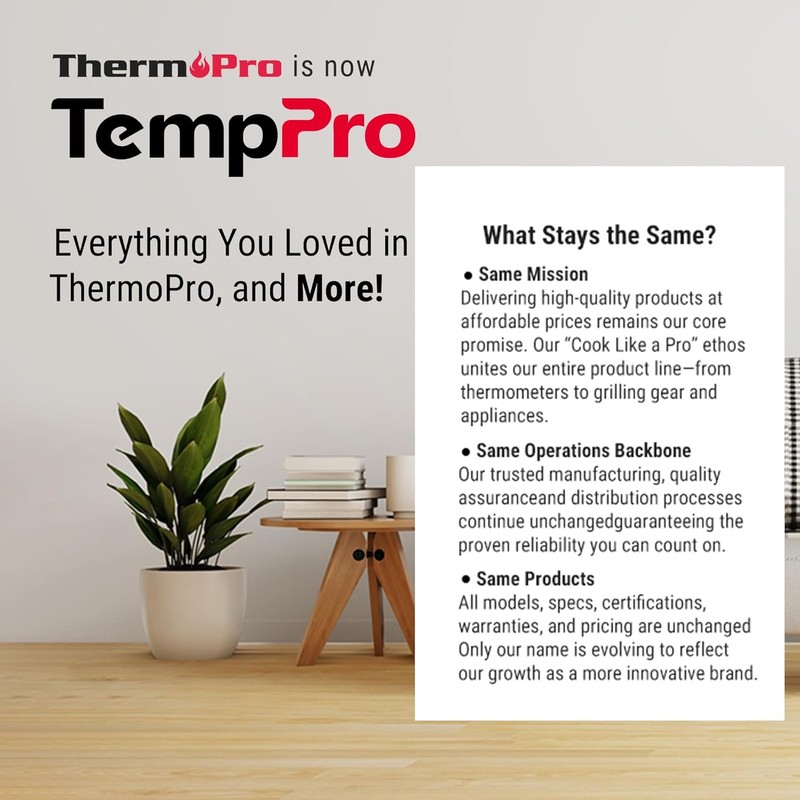 TempPro Indoor Outdoor Thermometer Wireless, 500 ft Outside Thermometer with