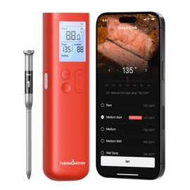 ThermoMaven - Termómetro inalámbrico inteligente para carne con Bluetooth, señal Sub-1G mejorada 10 veces y estabilidad, base de pantalla independient