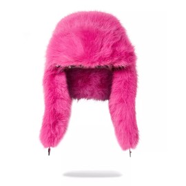 SPRAYGROUND A.I PINK BIG FUR CELESTIAL POWERS AERIAL SNDFLWR TRAPPER HAT HW409