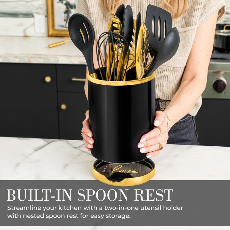 STYLED SETTINGS Black and Gold Cooking Utensils Set - 13-Piece
