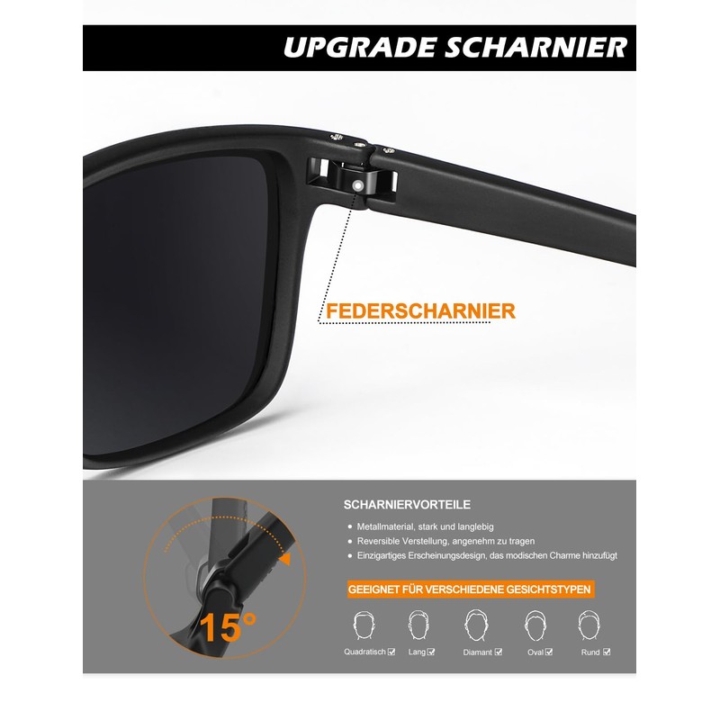 HENGOSEN Sunglasses for Men, Polarised Sunglasses for Men with Lightweight