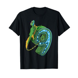 9 Year Old Lizard Reptile 9th Birthday Party B-day T-Shirt