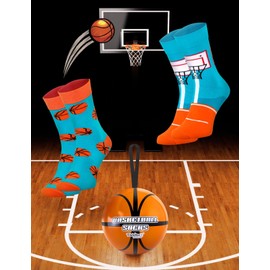 Rainbow Socks Basketball Socks in a Ball - Basketball Socks - Women Men A Novelty Gift Socks for Basketball Players Trainers and Basketball Fans - 2 Pairs, Basketball Socks Ball 41-46