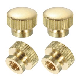 sourcing map Knurled Thumb Nuts, 4Pcs M6 x D14mm x H11mm Brass High Head Blind Hole with Collar High Head Blind Hole Round Knobs Fasteners for 3D Printer Parts, Machine Tools