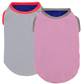 KYEESE 2 Pack Dog Cooling Shirts - Breathable Instant Cooling Vests, Lightweight for Summer Dog Apparel, Pink+Grey, Small