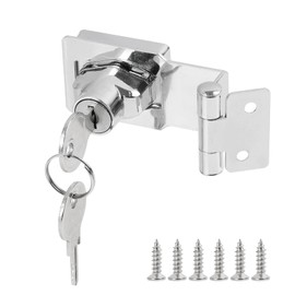Keyed Hasp Lock Right Angle 90 Degrees Lock Hasp TwistAlloy Security Door Clasp with Padlock and Keys, Twist Knob Locking Hasp for Doors, Cabinets, Sheds, Cupboards, Drawers - Corrosion-Resistant, 3 I