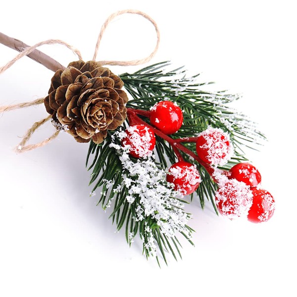 FUTERLY 10 Pcs Christmas Berries Pine Cones for DIY Crafts-Christmas