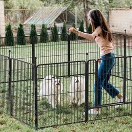 GDKASRNY Dog Playpen Portable Exercise Fence Heavy Duty Metal Pet Playpen Indoor Outdoor Pet Playpen for Small Medium Large Dogs - RV Camping Pen（Jet Black） (24 Panels, 24 inch)
