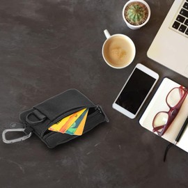 Kuuleyn Small Molle Pouch, Mini Key Card Case, 1PC Outdoor EDC Molle Pouch Wallet Mini Portable Key Card Case EDC Pouch Bag Coin Purse with Carabiner(black)