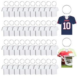 Lnrueg 40 Pcs Sublimation Keychain Blanks, MDF Double-Sided Heat Transfer Football Key Chains, Printable Blank Keychains with Rings and Clips for DIY Crafts, As Shown
