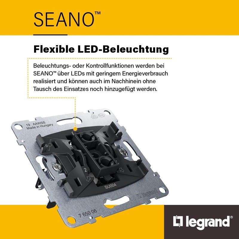 LEGRAND, Seano 765017 Push Button Insert with Toggle Contact and