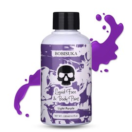 BOBISUKA Light Purple Face Body Paint Liquid Texture Washable Non Toxic Facepaint Fast Drying Foundation Makeup for Halloween Ursula Dabi Widowmaker Cosplay SFX Costume Party Large Capacity(130ml)