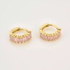 ZARD Baguette Huggie Hoop Stack Earrings in Pink Cubic Zirconia