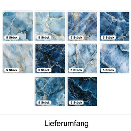GRAZDesign Marmor Optik Wandfliesen Selbstklebend Blau Weiß Hochwertige Klebefliesen Bad & Küche Design Fliesen - 15x15cm / 50 Stück