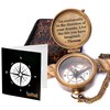 Solid Brass Thoreau's Go Confidently Quote Engraved Compass with Wooden