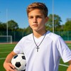 WINFY Soccer Cross Necklace for Boys Men Inspirational Christian Bible