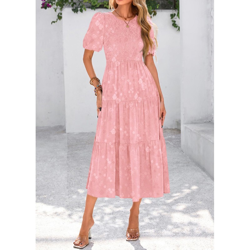 KIRUNDO Womens Summer Dresses Wedding Guest Floral Midi Sundress Short