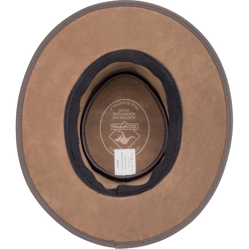Scippis Kangaroo Sundowner Outback Leather Hat - Brown - Brown