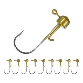 TIXIPEM 1/18 oz Ned Rig Jig Heads [10PCS] - Mushroom Head Shroom Jigs Use for Bass Fishing&Finesse Fishing - [Gold-1.2IN] Jig Heads
