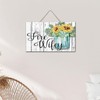 Inspirational Wooden Plaque Sign Sunflowers in Mason Jar Retro Wood
