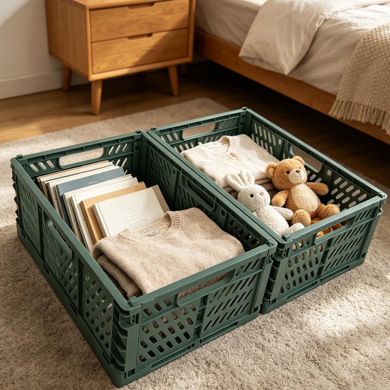 2 Pack Pastel Plastic Storage Baskets-20L Space-Saving Bins
