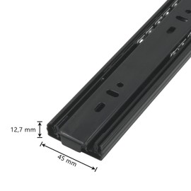 BRESKO Drawer Runners, Push to Open Runners, Full Extension, Drawer Runners, Black, 30 cm, Pack of 2 (1 Pair)