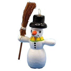 Melody Jane Dolls House Snow Man with Broom 1:12 Christmas Garden Accessory Snowman