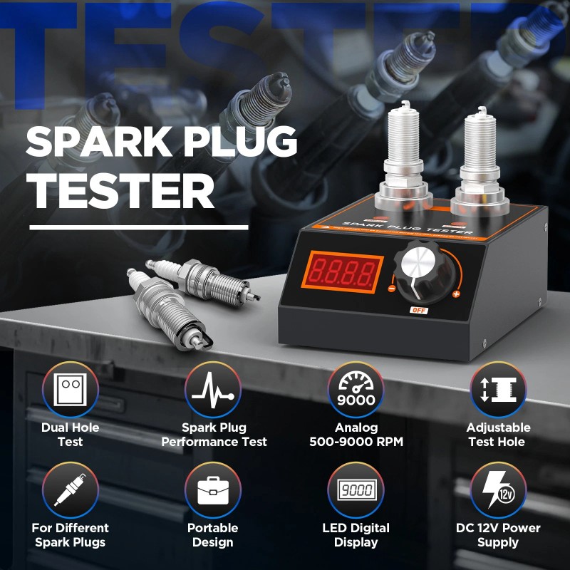 CMTOOL Spark Plug Tester Ignition Double Hole Detector 500-6000RPM Adjustable
