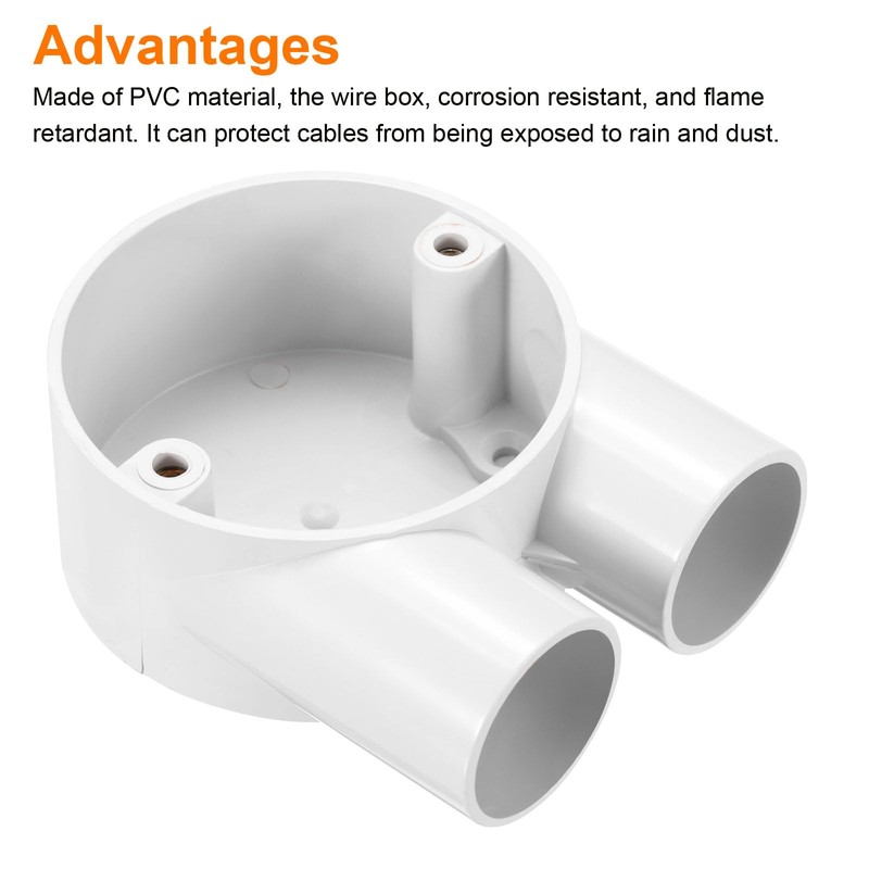 sourcing map PVC Conduit Box Junction Box U-shaped 2 Way