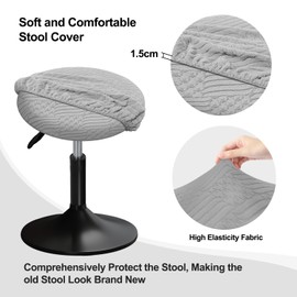 YINGAYOU Stool Covers Round 12-16" with Jacquard Pattern Bar Stool Seat Covers Round, Elastic Soft and Comfortable are Rich Color That Detachable and Washable (4, Light Grey)