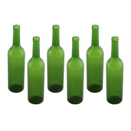 Unbranded Plastic Wine Bottles 12" Tall Green Empty Display Pack Of 6