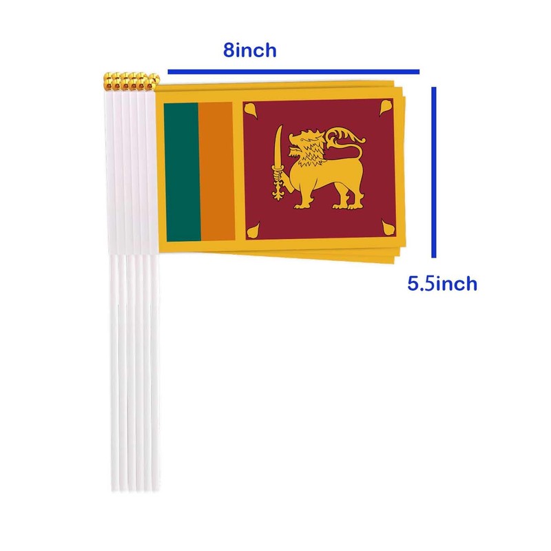 25 Packs Small Sri Lanka Flags on Handheld Stick，Miniature Sri